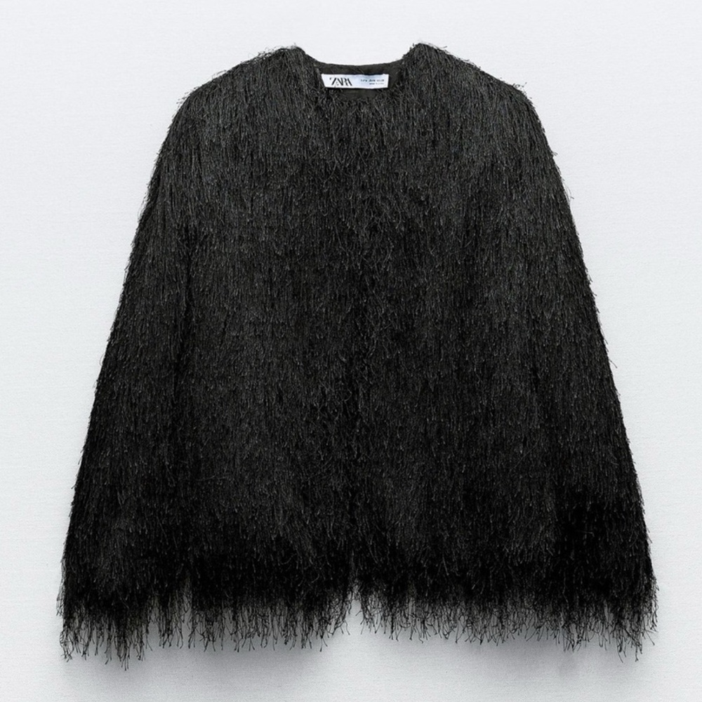 Zara Black Fringe jacket XL